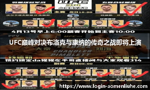 UFC巅峰对决布洛克与康纳的传奇之战即将上演